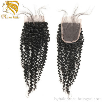 Wholesale Original Afro Kinky Curly 4X4 Lace Closure, Middle Part/ 3 Part Peruvian Human Hair Top Lace Closures